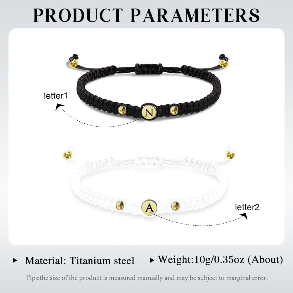 Personalized Matching Bracelets for Couples Custom Name Couple Bracelets Adjustable Couple Jewelry Valentine's Gifts for Boyfriend and Girlfriend
