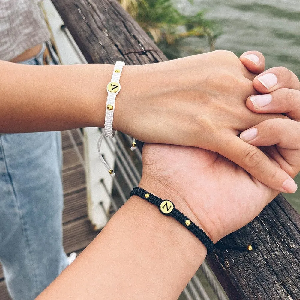 Personalized Matching Bracelets for Couples Custom Name Couple Bracelets Adjustable Couple Jewelry Valentine's Gifts for Boyfriend and Girlfriend
