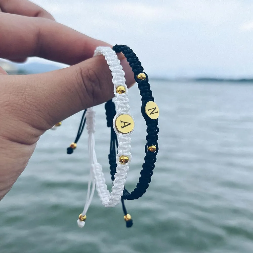 Personalized Matching Bracelets for Couples Custom Name Couple Bracelets Adjustable Couple Jewelry Valentine's Gifts for Boyfriend and Girlfriend