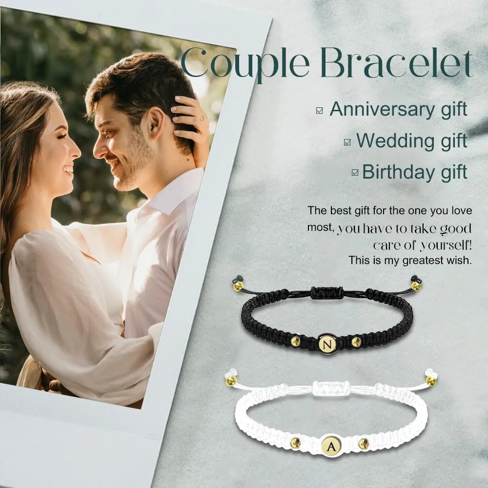 Personalized Matching Bracelets for Couples Custom Name Couple Bracelets Adjustable Couple Jewelry Valentine's Gifts for Boyfriend and Girlfriend