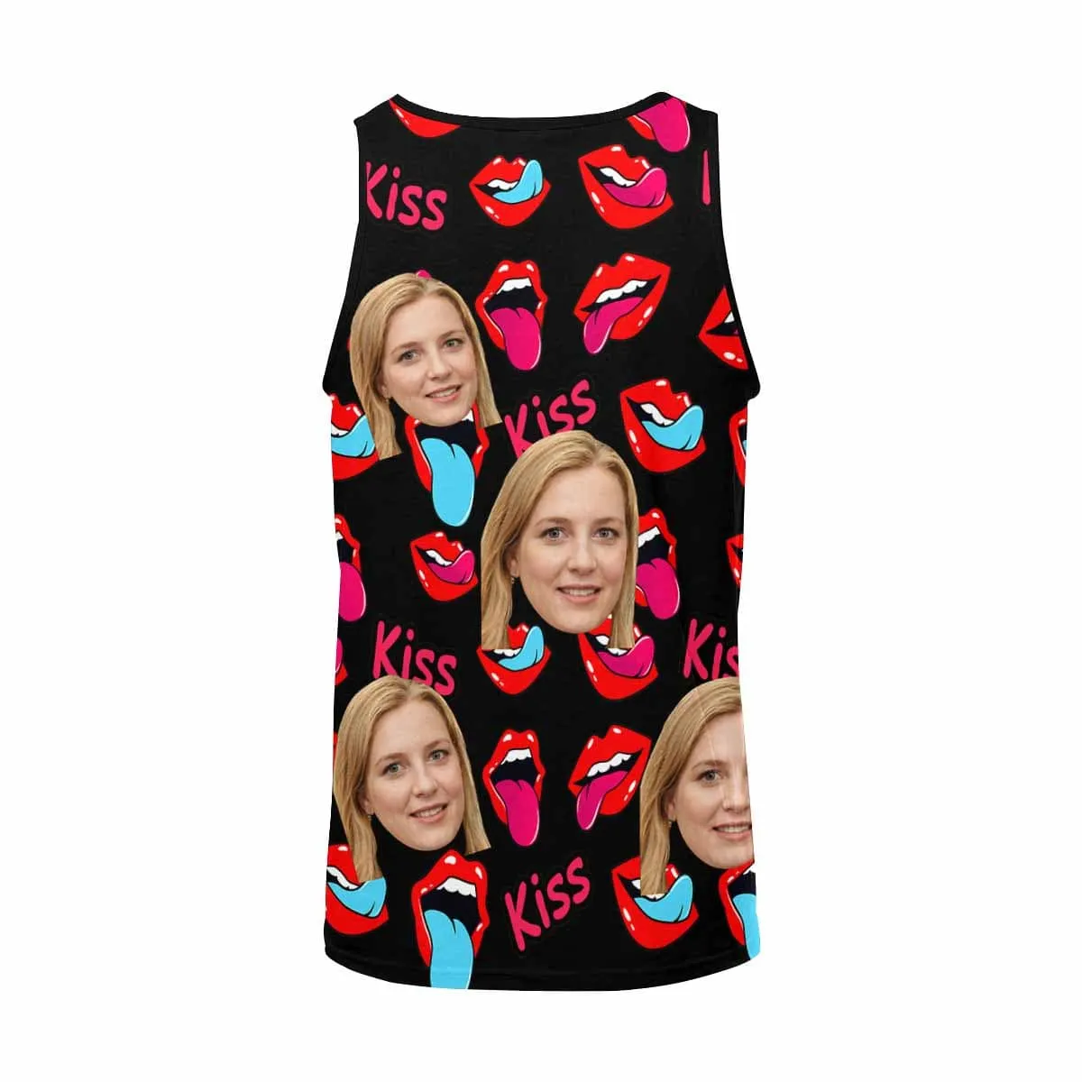 Personalized Mens Tank Tops Custom Girlfriend Face Kiss Tank Tee Men's All Over Print Tank Top