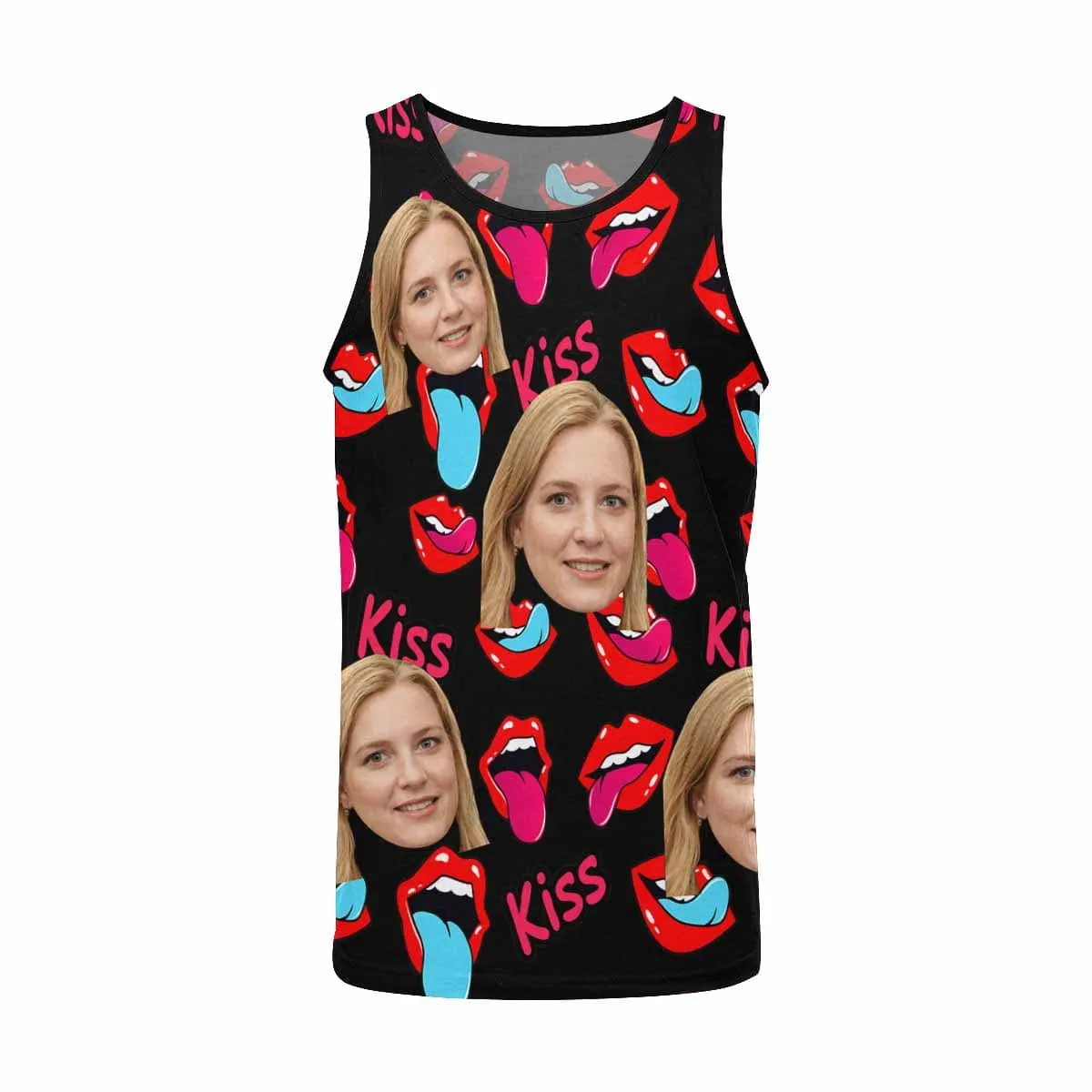 Personalized Mens Tank Tops Custom Girlfriend Face Kiss Tank Tee Men's All Over Print Tank Top