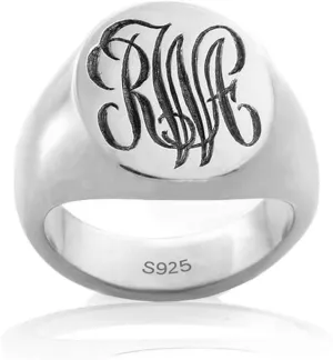 Personalized Monogram Letter Signet Ring 925 Sterling Silver Custom Large Solid Rings for Women Men