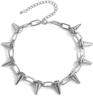 Pingyongchang Punk Rivet Chokers Spike Plated Chain Necklace Gothic Pu Leather Key Lock Charms Rivets Layered Choker Streetwear Handmade Adjustable Vintage Jewelry for Women
