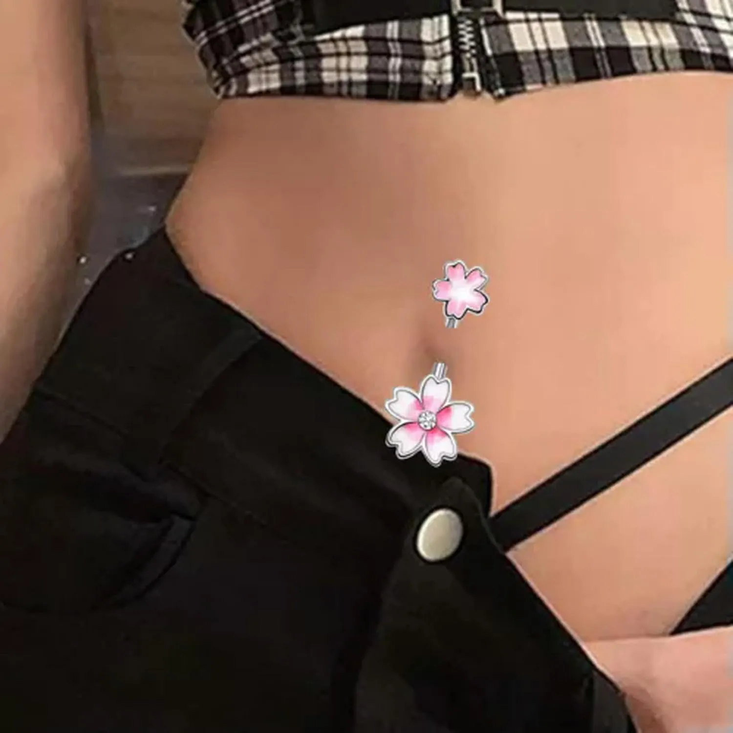 Pink Belly Button Navel Ring Stud Stainles Steel Piercing Lip Ring Body Jewelry-Zircon Navel Ring