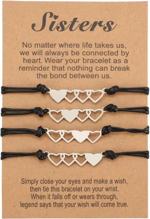 Pinky Promise Bracelets Couples Matching Bracelet Friendship Handmade Adjustable Bracelet Jewelry Set Long Distance Relationship Gifts with Card for Best Friend Family Teens