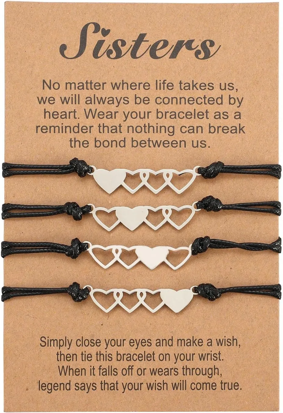 Pinky Promise Bracelets Couples Matching Bracelet Friendship Handmade Adjustable Bracelet Jewelry Set Long Distance Relationship Gifts with Card for Best Friend Family Teens