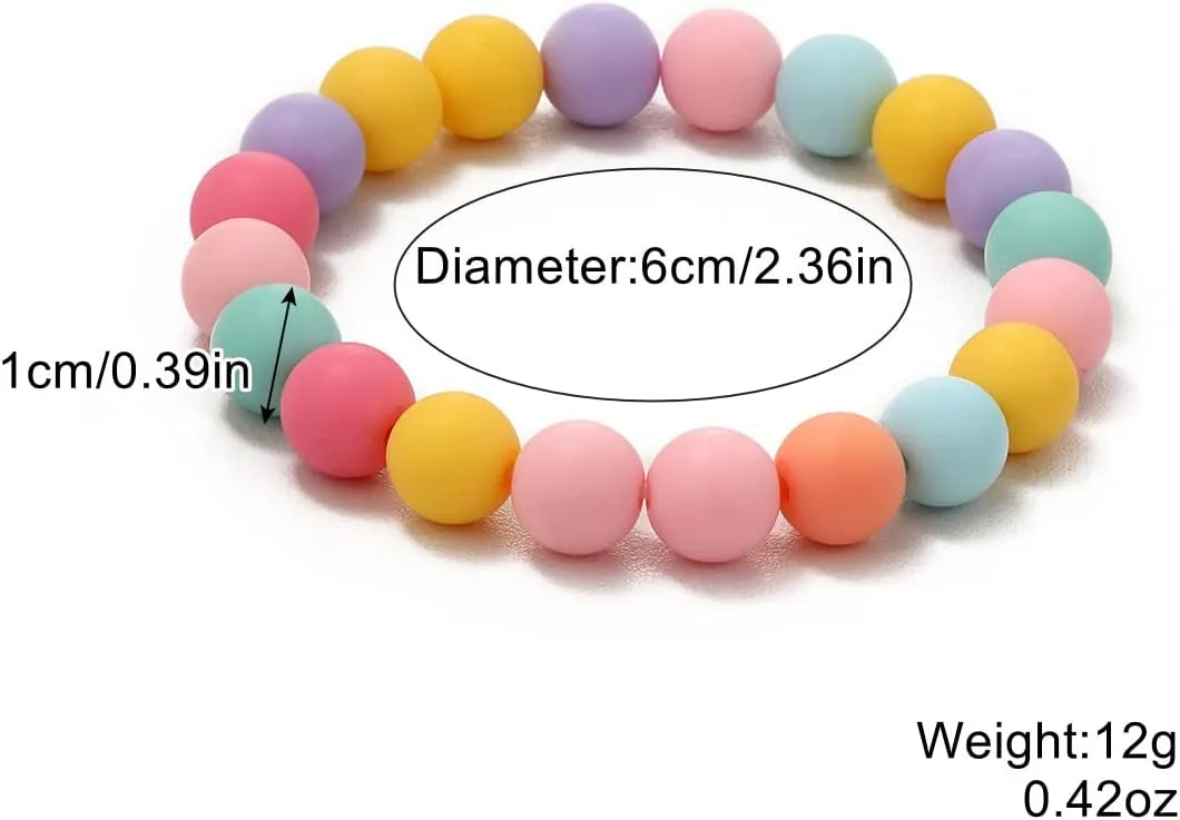 POYAMUSE Adorable Y2K Acrylic Beaded Jewelry for Women, Colorful Rainbow Flower Heart Charm Bracelet Set, Preppy Friendship Bracelets Jewelry for Women