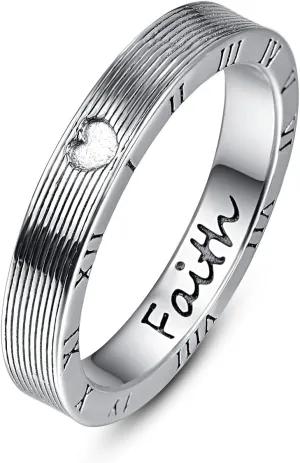 PRAYMOS 925 Sterling Silver Roman Numeral Rings, Thumb Rings for Women Faith Rings Wedding Band Size 7