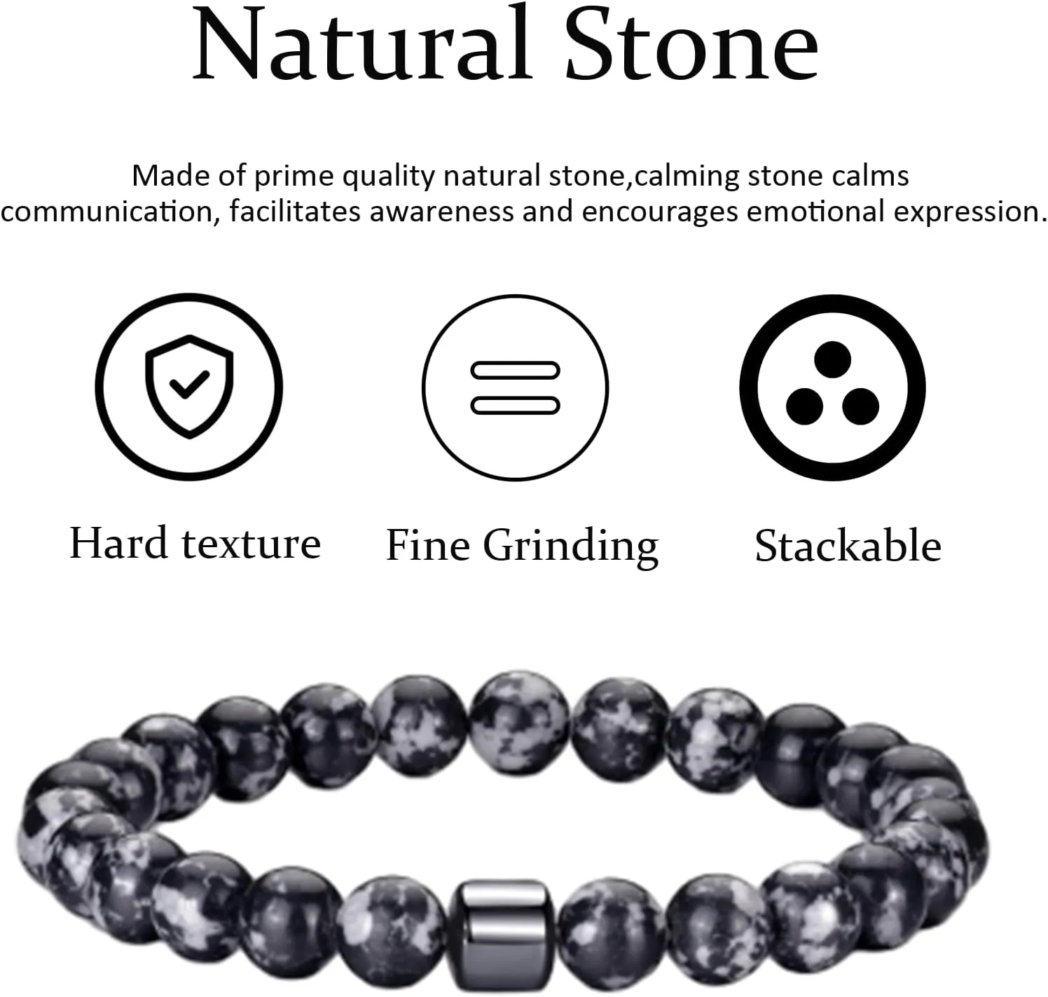 RANKEEF Mens Beaded Bracelets Set 8MM Tiger Eye Lava Stone Stretch Natural Stone Men's Bead Bracelet Mens Bracelet