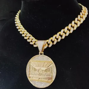 Razered Men Women Hip Hop The Last Supper Pendant Necklace with 13mm Cuban Chain HipHop Iced Out Bling Necklaces Fashion Charm Jewelry - Gold color - 24inch