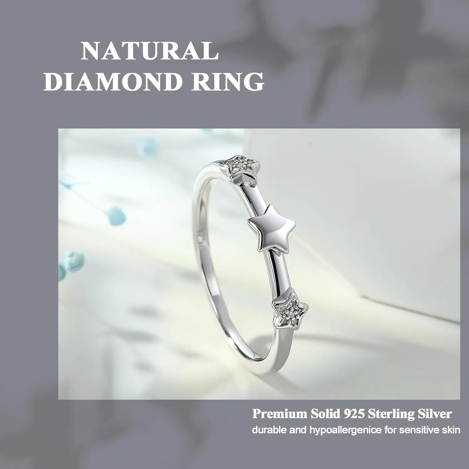 Real Diamond Band Rings for Women 925 Sterling Silver Gold Plated Natural Black Spinel Enagement Wedding Band Eternity Ring with Diamonds Size 6 to 10
