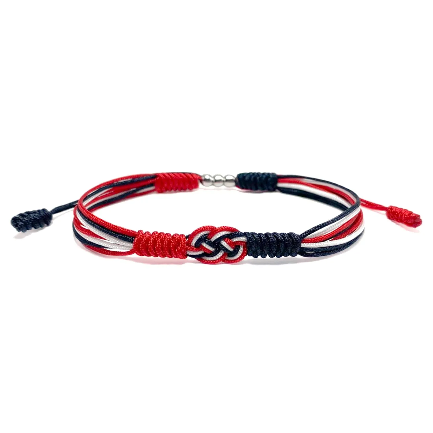 Red, White and Black Patriotic Infinity String Bracelet, Yemen, Limousin, Berlin, Amsterdam and More Flag Color Bracelet, Surfer Wrist Wrap Bracelet Lucky and Protection
