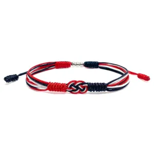 Red, White and Black Patriotic Infinity String Bracelet, Yemen, Limousin, Berlin, Amsterdam and More Flag Color Bracelet, Surfer Wrist Wrap Bracelet Lucky and Protection