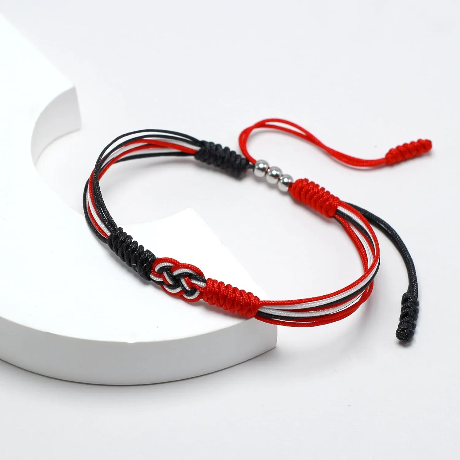 Red, White and Black Patriotic Infinity String Bracelet, Yemen, Limousin, Berlin, Amsterdam and More Flag Color Bracelet, Surfer Wrist Wrap Bracelet Lucky and Protection