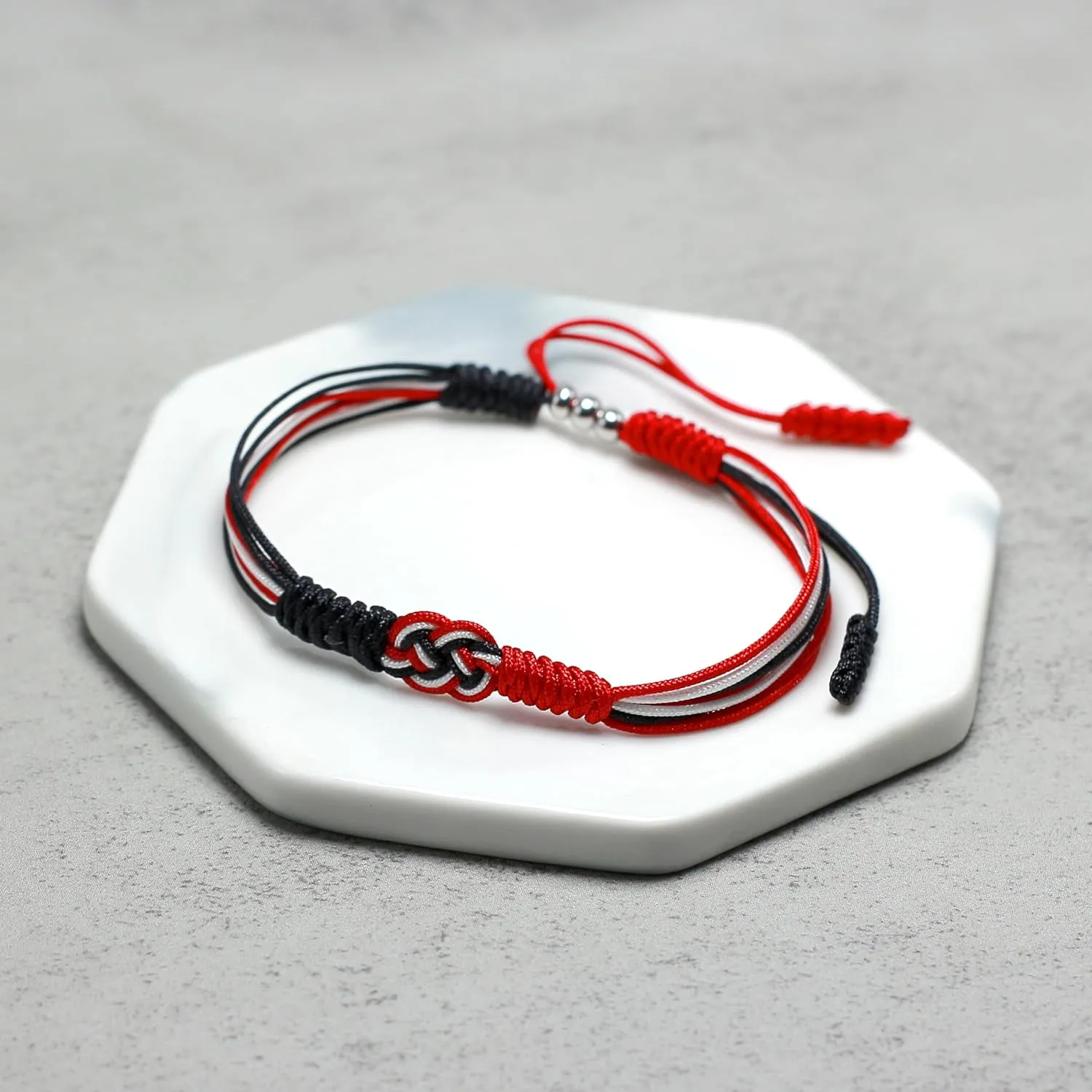 Red, White and Black Patriotic Infinity String Bracelet, Yemen, Limousin, Berlin, Amsterdam and More Flag Color Bracelet, Surfer Wrist Wrap Bracelet Lucky and Protection