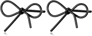 Reffeer Solid 925 Sterling Silver Bow Stud Earrings for Women Teens Ribbon Stud Earrings Bowknot