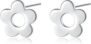 Reffeer Solid 925 Sterling Silver Cute Flower Earrings Stud for Women Teens Small Daisy Stud Earrings Hypoallergenic