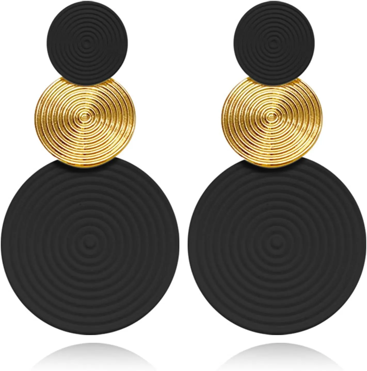 Retro 80s Neon Earrings Round Disc Dangle Drop Earrings for Women Lightweight Bohemia Statement Geometric Round Earring Fashion Accessories 80s Jewelry Costume Party