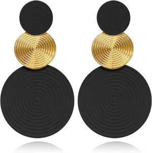 Retro 80s Neon Earrings Round Disc Dangle Drop Earrings for Women Lightweight Bohemia Statement Geometric Round Earring Fashion Accessories 80s Jewelry Costume Party