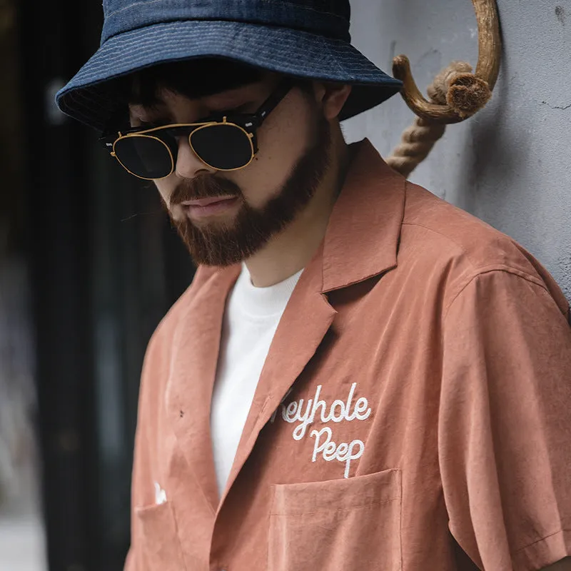 Retro Cuban Collar Solid Color Shirts