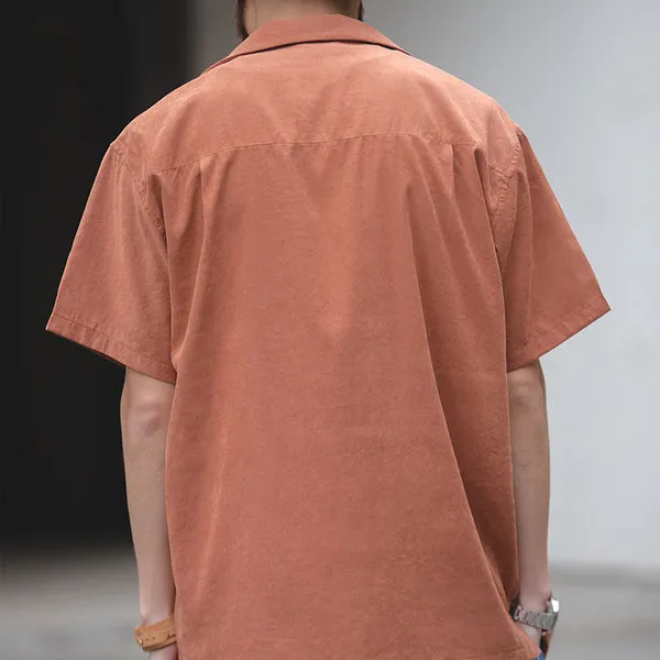 Retro Cuban Collar Solid Color Shirts