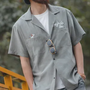 Retro Cuban Collar Solid Color Shirts