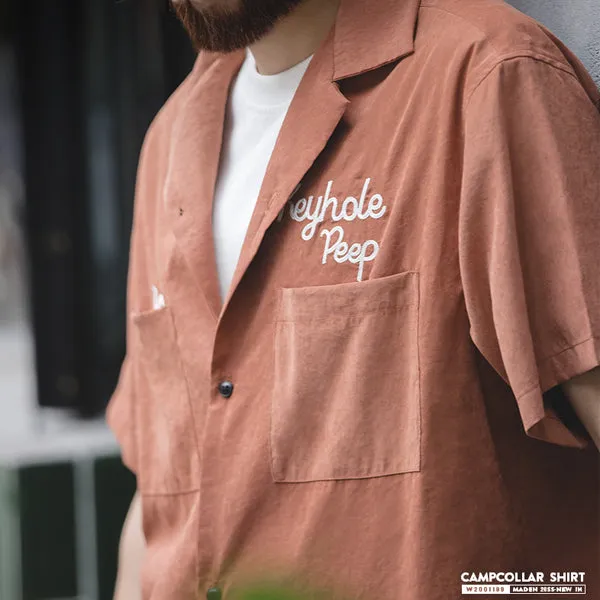 Retro Cuban Collar Solid Color Shirts