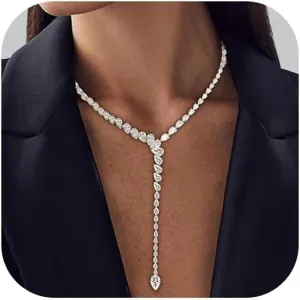 Rhinestone Long Tassel Chain Y Necklace Bridal Jewelry Water Drop Zircon Necklace Accessories for Women
