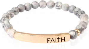 RIAH FASHION Bohemian Natural Semi Precious Stone Bead Bracelet - Healing Gem Chakra Prayer Friendship Cuff Bangle Faceted Jewel Charm