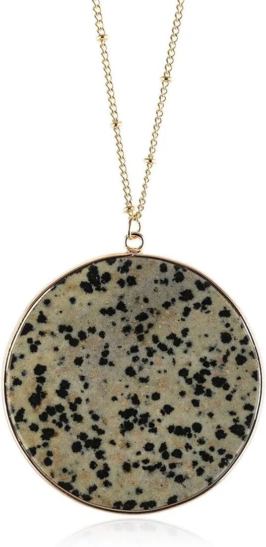RIAH FASHION Bohemian Natural Stone Bead Long Necklace - Multi Layer Drape, Sparkly Crystal, Genuine Wood Pendant Charm Statement Chain