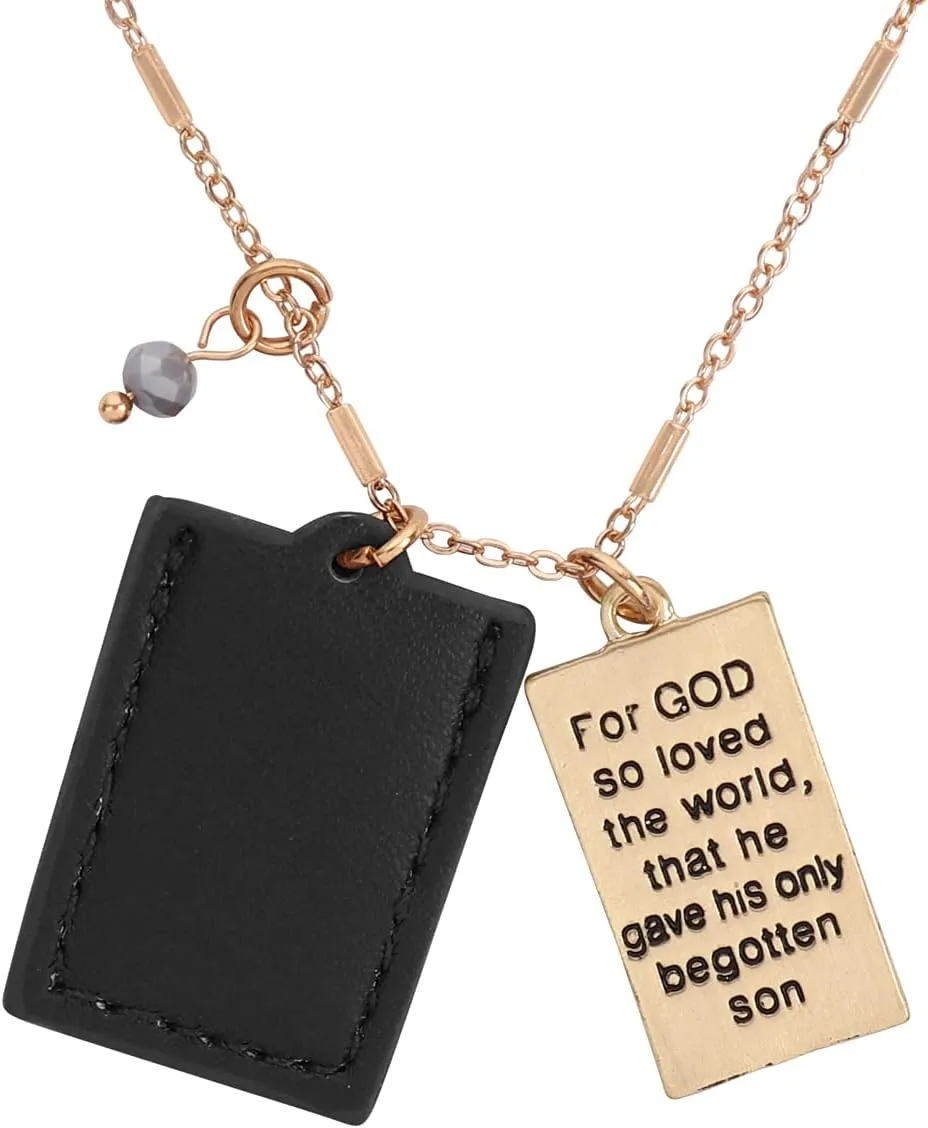 RIAH FASHION Inspirational Message Pendant Necklace - Christian Religious Engraved Words Infinity, Hexagon Charm Chain Hope, Love, Faith, Blessed Gift Jewelry