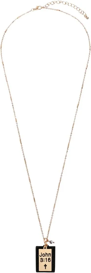 RIAH FASHION Inspirational Message Pendant Necklace - Christian Religious Engraved Words Infinity, Hexagon Charm Chain Hope, Love, Faith, Blessed Gift Jewelry