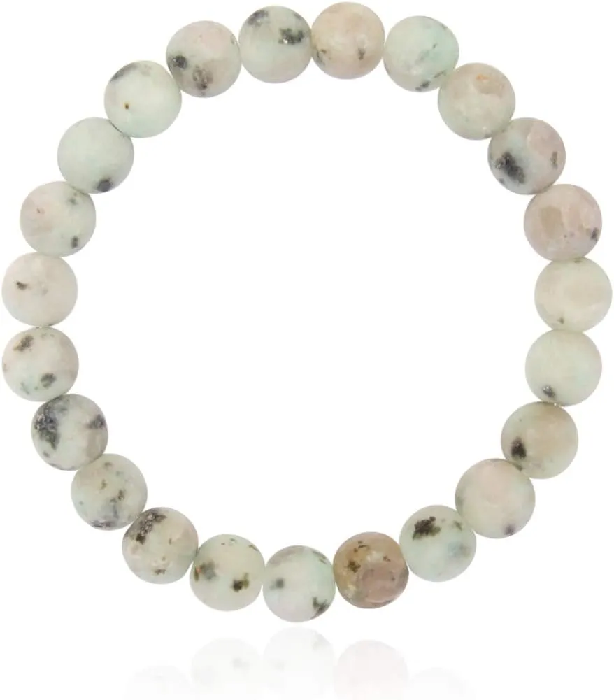 RIAH FASHION Stone Beaded Stretch Yoga Prayer Friendship Bracelet - Healing Lava Semi Precious Natural Gem Quartz, Mermaid Glass Glowing Bead Strand Bangle Cuff