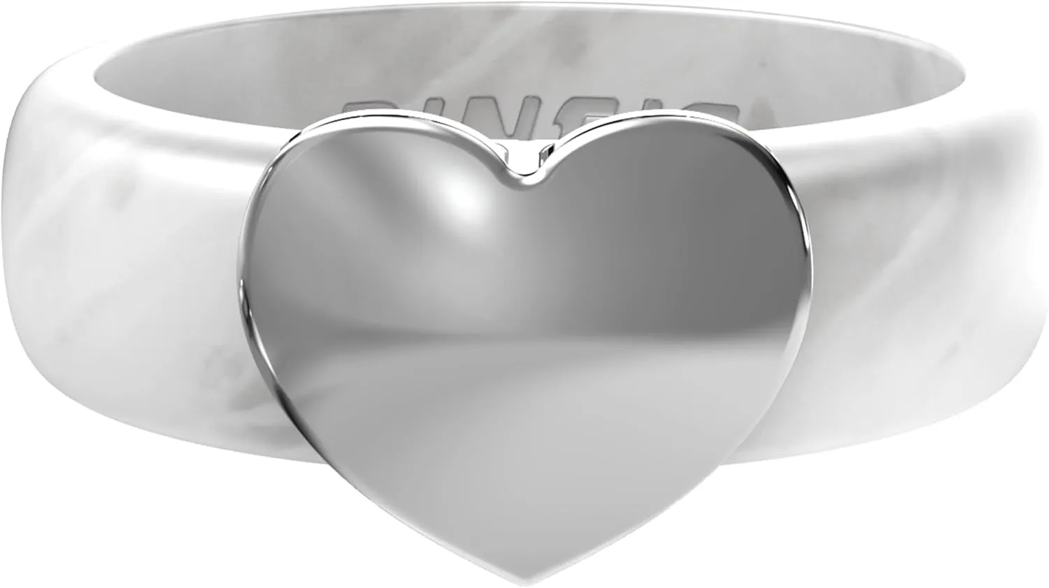 Rinfit Womens Silicone Wedding Ring with Stainless Steel Heart - Silicone Engagement Ring for Women - Heart Collection - U.S. Design Patent Pending