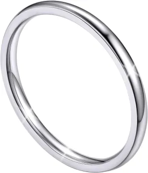 Rings for Teen Girls, Silver Knuckle Rings Womens Rings Tungsten 2mm Thin Plain Stackable Band Ring