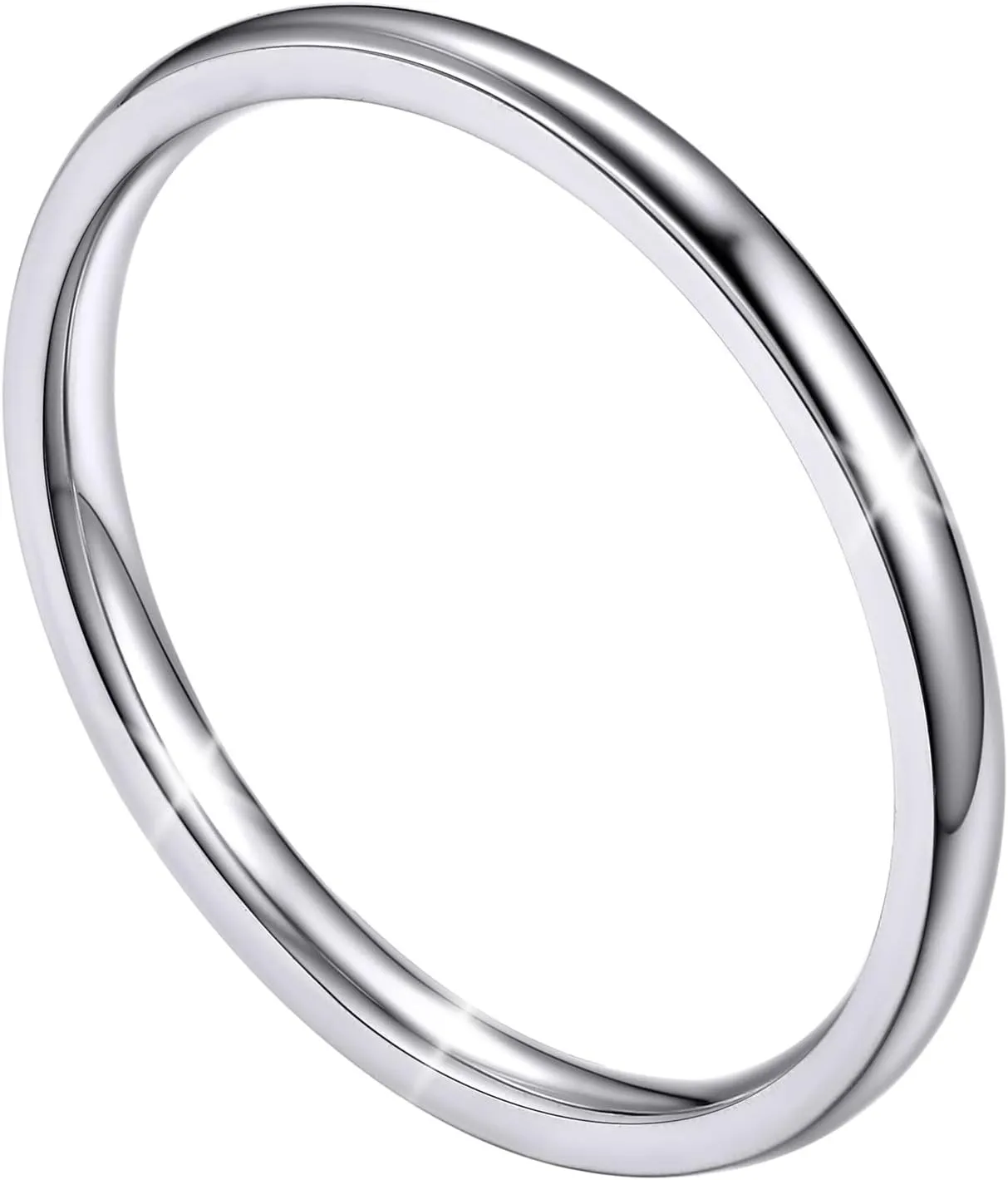 Rings for Teen Girls, Silver Knuckle Rings Womens Rings Tungsten 2mm Thin Plain Stackable Band Ring