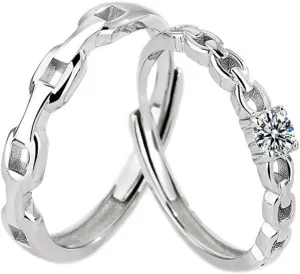 Rings Statement Rings Fashion Gifts Sterling Silver Couple Ring Love Wedding Engagement Promise Ring Party for Women Fashionable, Easy to wear