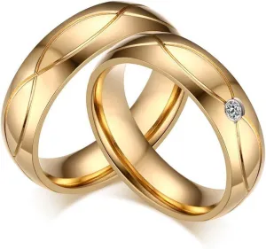 ROWAG 5MM Mens Stainless Steel Couple Wedding Rings Womens Cubic Zirconia CZ Engagement Promise Rings for Him and Her