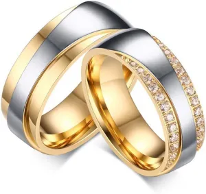 ROWAG 7MM Cubic Zirconia Stainless Steel Womens CZ Couple Wedding Rings for Him and Her Mens Promise Engagement Bands