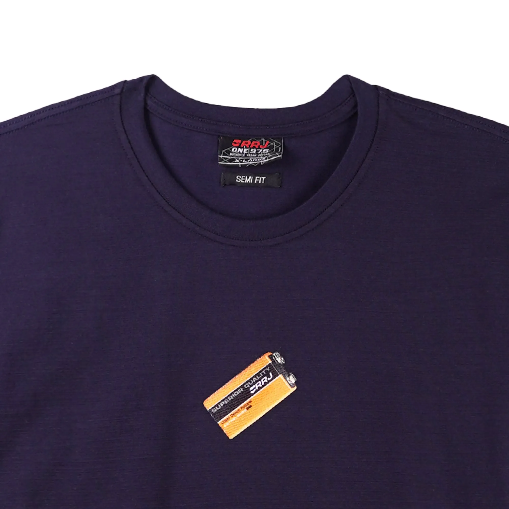 RRJ Basic Tees for Men Semi Body Fitting Missed Lycra Fabric 150602 (Navy Blue)