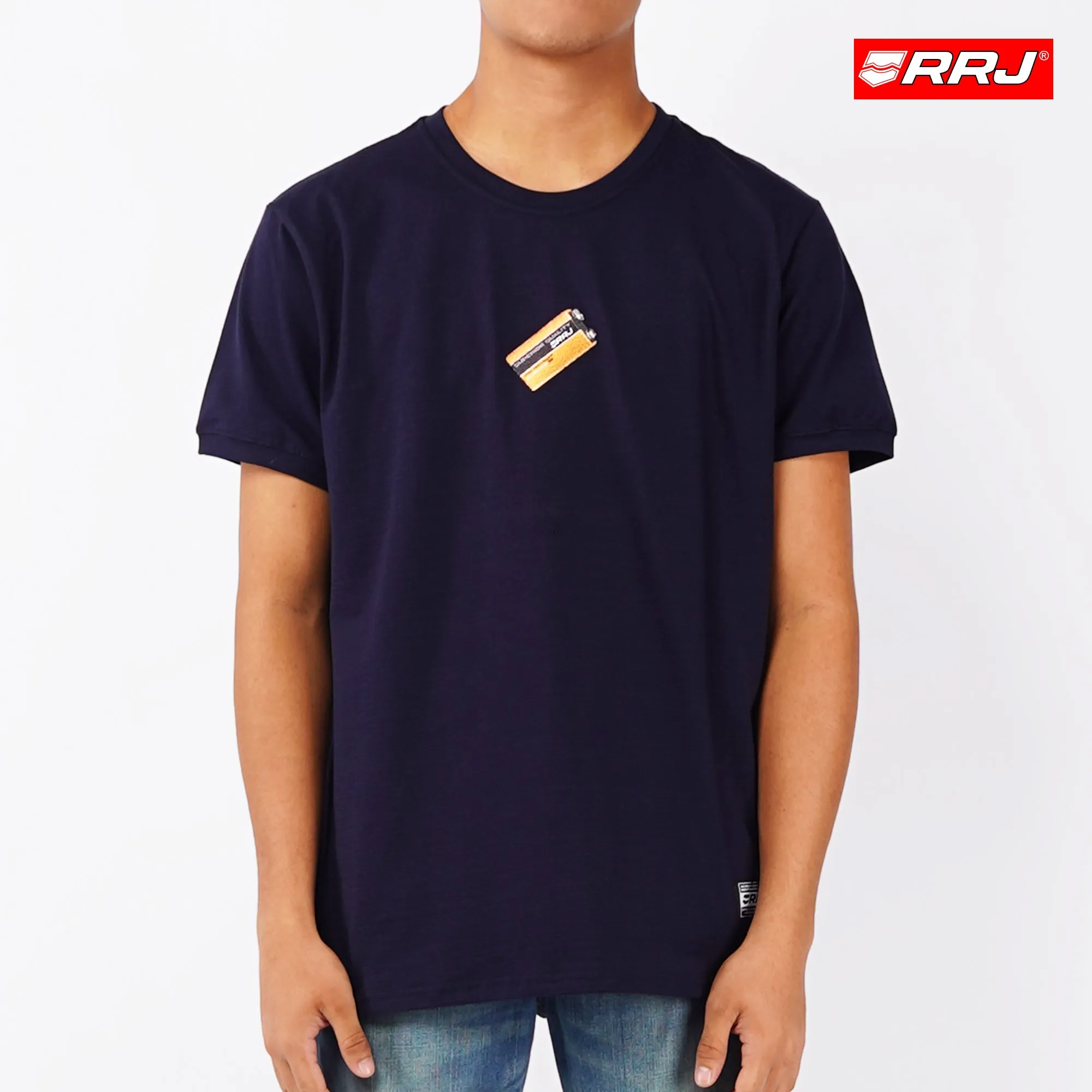 RRJ Basic Tees for Men Semi Body Fitting Missed Lycra Fabric 150602 (Navy Blue)