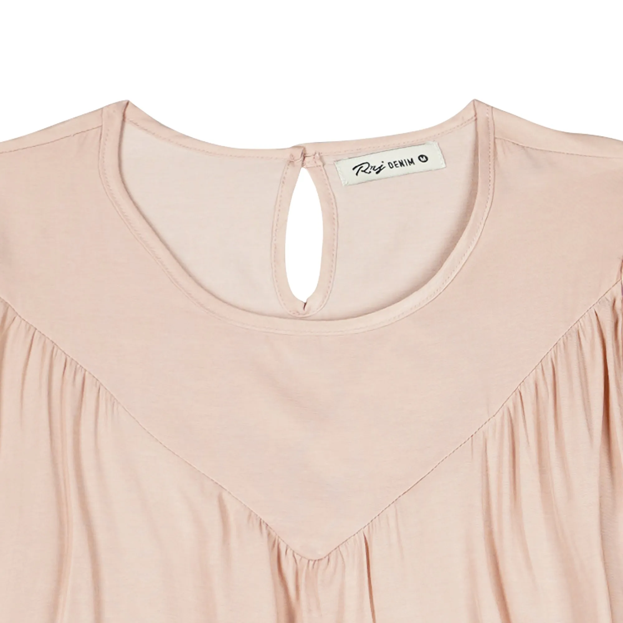 RRJ Ladies' Modified Woven Boxy Fitting Blouse Rayon Fabric Trendy fashion Casual Top Pink Woven Blouse for Ladies 143372 (Pink)
