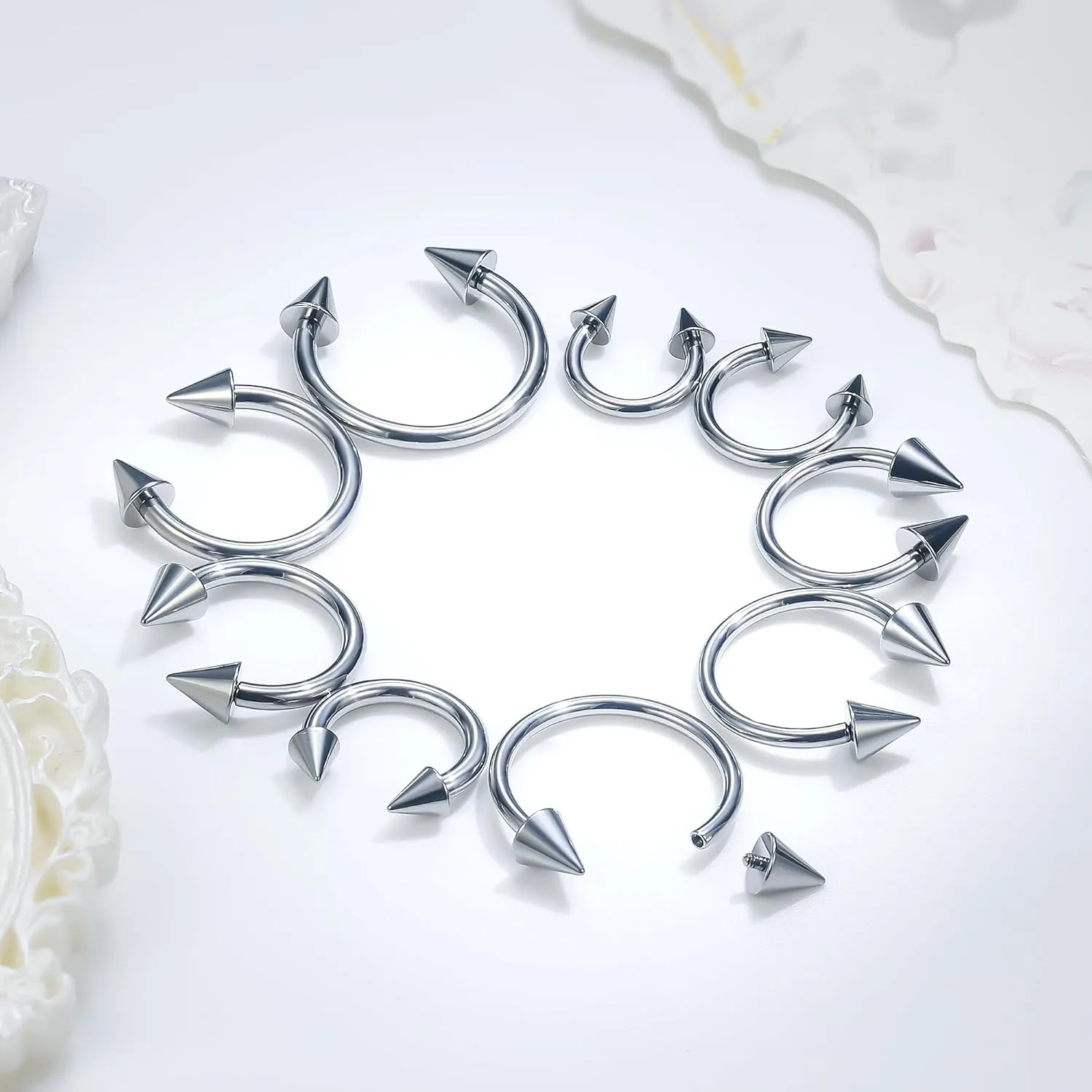 Ruifan 20G 18G 16G 14G 12G 8G 6G 4G 2G Horseshoe Nose Ring Titanium Septum Rings Piercing Jewelry Internally Threaded Gauges Cartilage Conch Helix Rook Lip Tragus Earring Hoop Eyebrow For Women Men