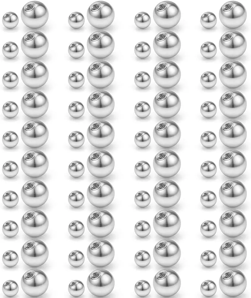 Ruifan 60-80PCS 316L Surgical Steel Replacement Balls Body Jewelry Piercing Barbell Parts 16G 14G Women Men