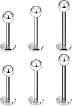 Ruifan Titanium Flat Back Lip Rings Externally Threaded Earrings Studs Nose Rings 20G 18G 16G 14G Ball Spike Tragus Cartilage Lobe Rook Helix Conch Labret Medusa Nostril Piercing Jewelry for Women Men