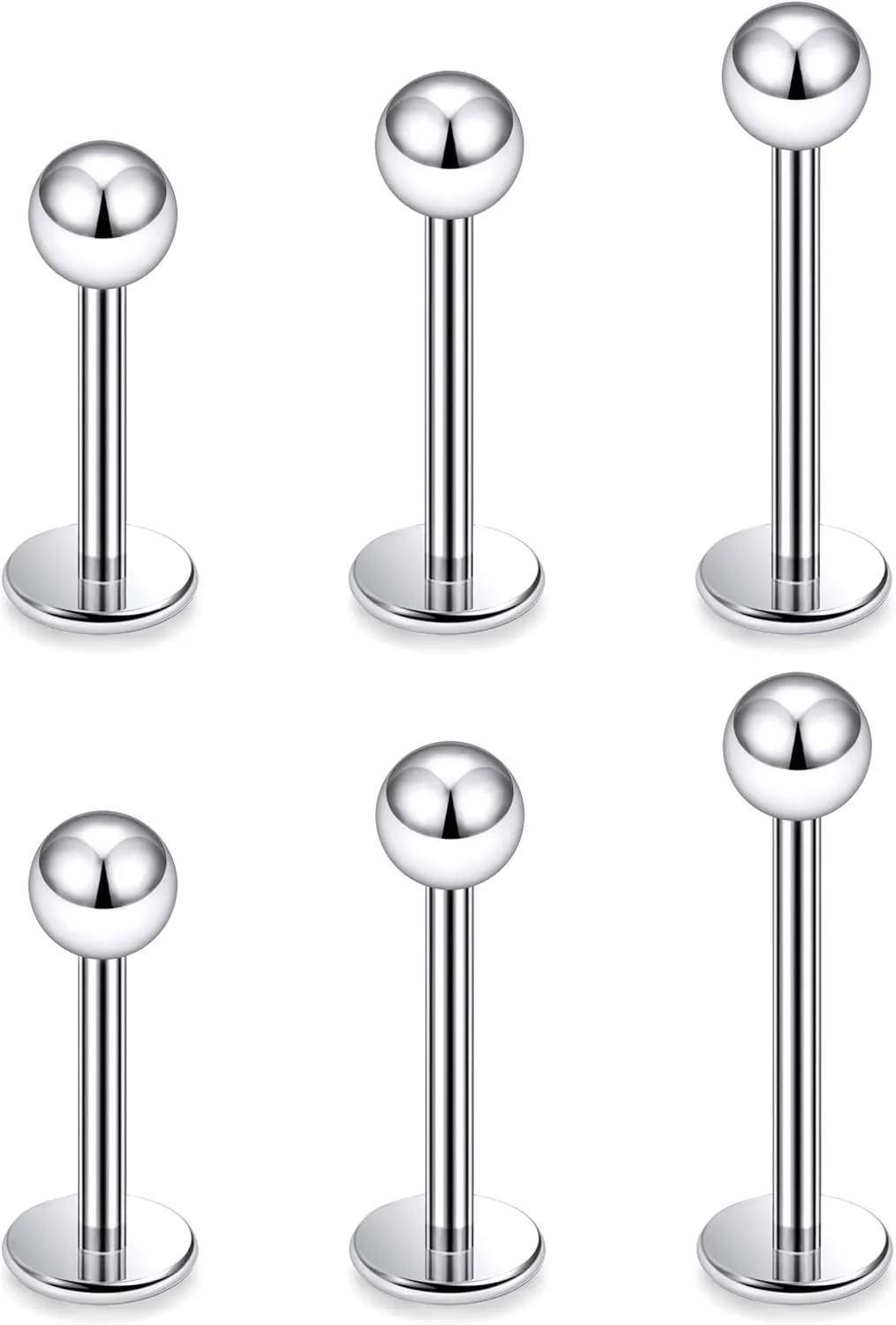 Ruifan Titanium Flat Back Lip Rings Externally Threaded Earrings Studs Nose Rings 20G 18G 16G 14G Ball Spike Tragus Cartilage Lobe Rook Helix Conch Labret Medusa Nostril Piercing Jewelry for Women Men
