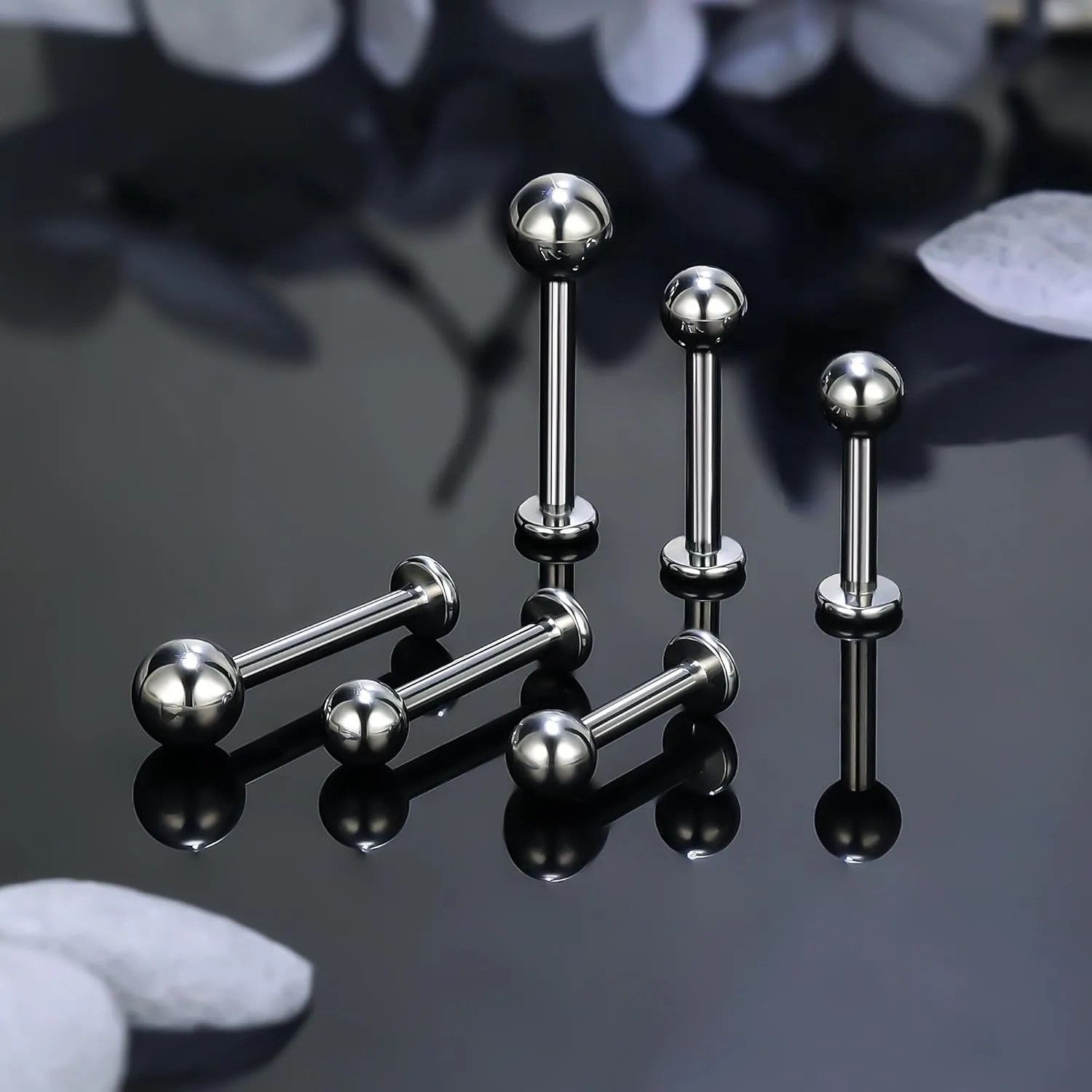 Ruifan Titanium Flat Back Lip Rings Externally Threaded Earrings Studs Nose Rings 20G 18G 16G 14G Ball Spike Tragus Cartilage Lobe Rook Helix Conch Labret Medusa Nostril Piercing Jewelry for Women Men