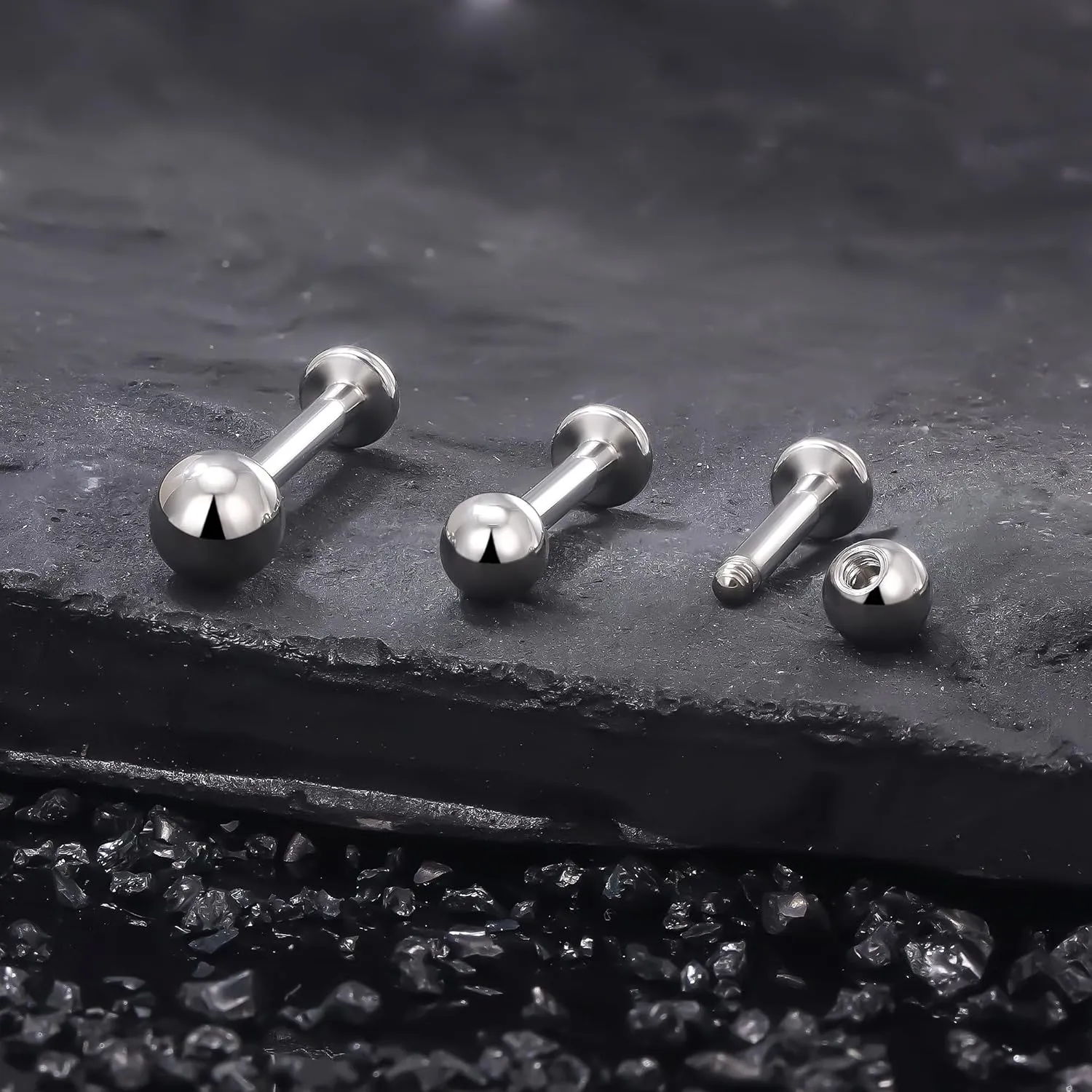 Ruifan Titanium Flat Back Lip Rings Externally Threaded Earrings Studs Nose Rings 20G 18G 16G 14G Ball Spike Tragus Cartilage Lobe Rook Helix Conch Labret Medusa Nostril Piercing Jewelry for Women Men