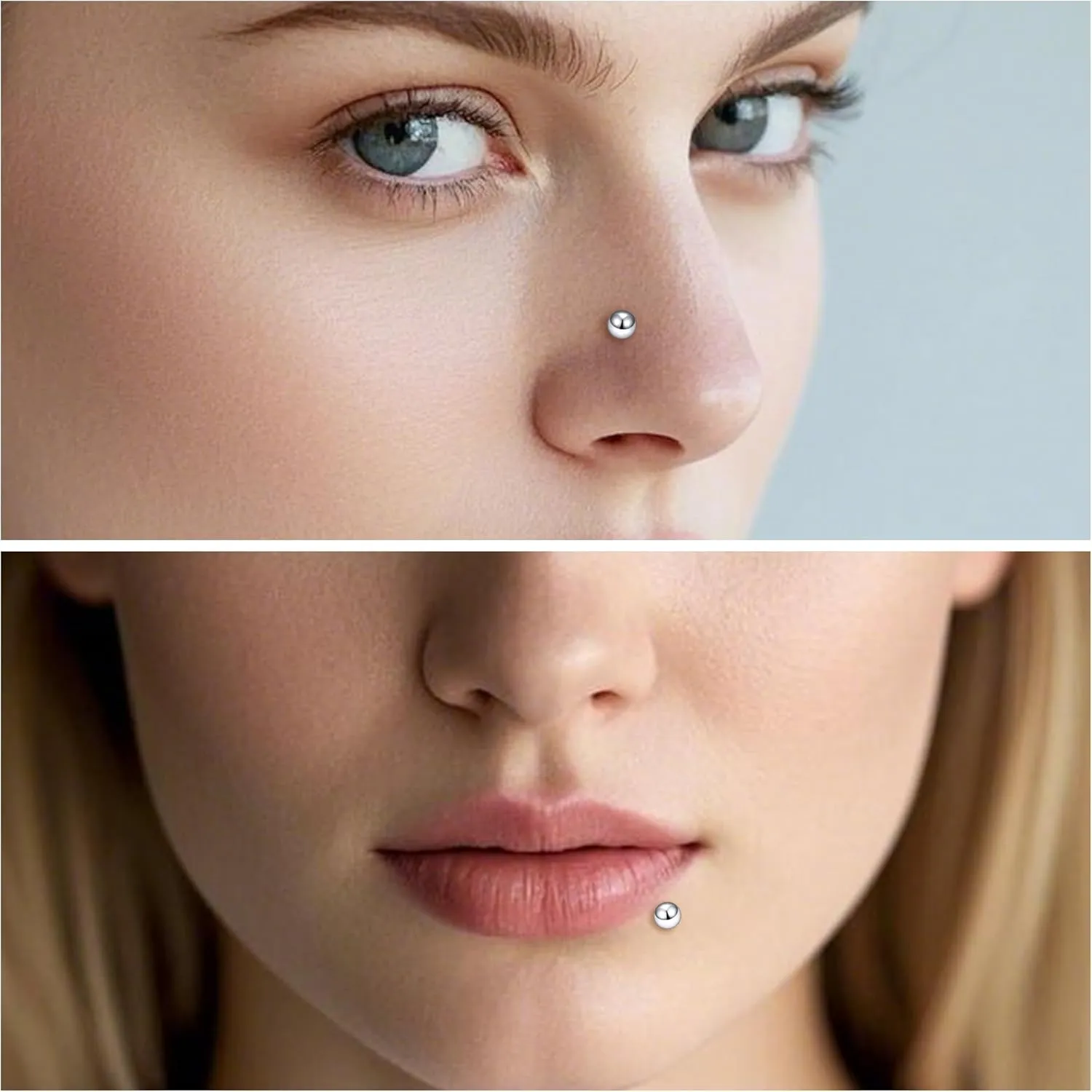 Ruifan Titanium Flat Back Lip Rings Externally Threaded Earrings Studs Nose Rings 20G 18G 16G 14G Ball Spike Tragus Cartilage Lobe Rook Helix Conch Labret Medusa Nostril Piercing Jewelry for Women Men